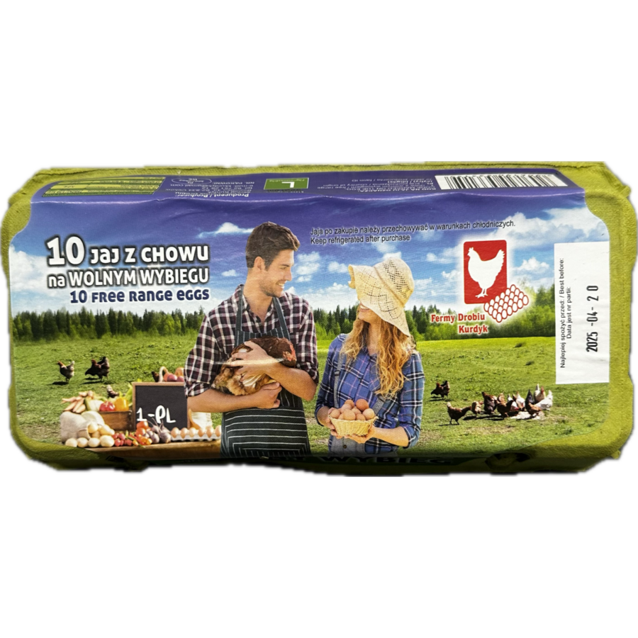 Jajka świeże L wolny wybieg 10 szt. Jaja z chowu na wolnym wybiegu klasa A.